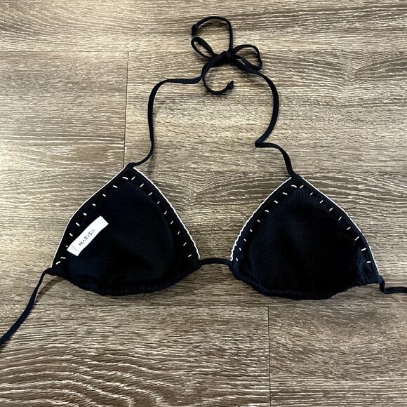 NWOT Marysia Sole Triangle Bikini Top Size Large Black Stitch Detail B/C Cup 1 - Picture 7 of 13